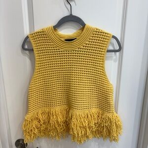 ZARA Yellow Crochet Knit Top